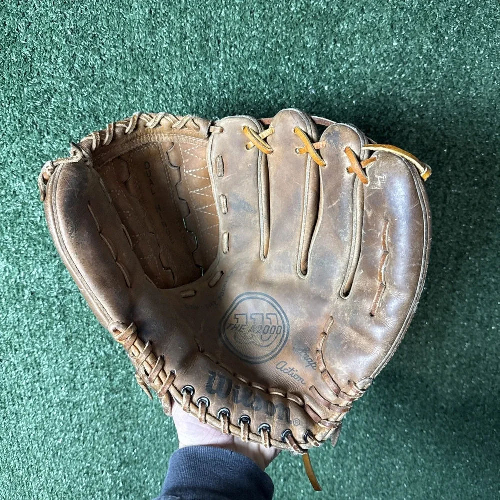 Vintage Wilson THE A2000 XL Leather Baseball Glove Dual Hinge RHT Made in Japan - Picture 3 of 11